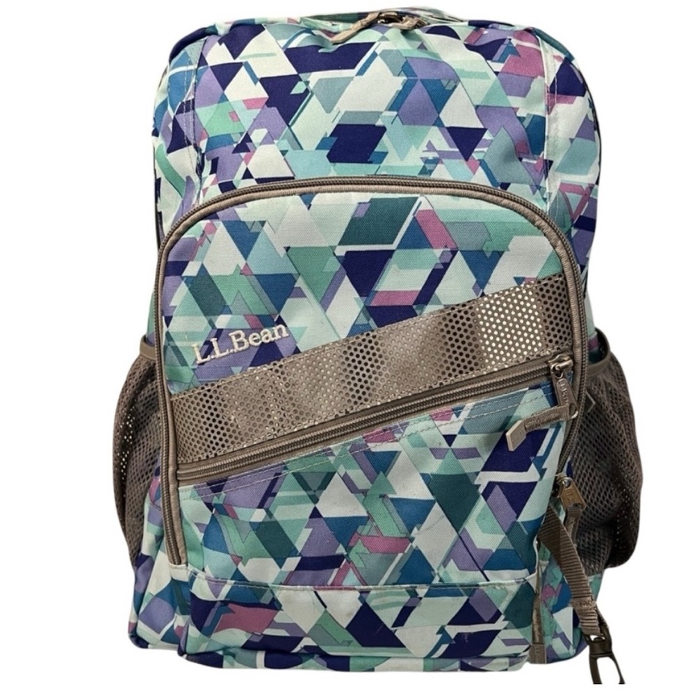 LL Bean Big Kids Citron Geo Polyester Deluxe Book Pack 37L Print Backpack